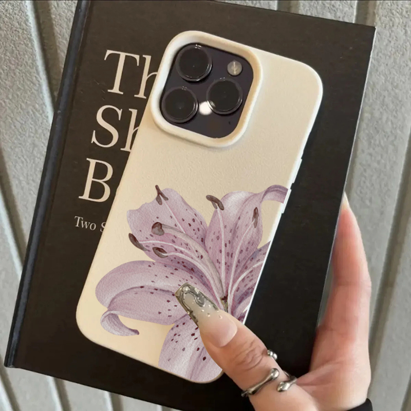 Plants X - 紫のユリの花柄iPhoneケース iPhone 17 16 15 14