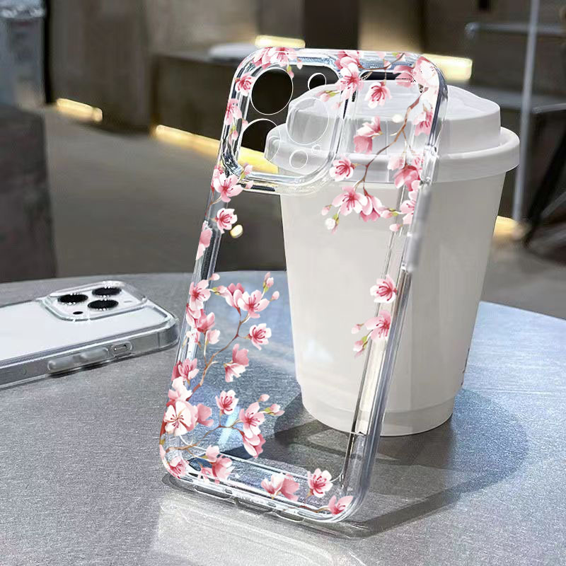 Plants X - ピンクの花柄デザイン透明スマホケース iPhone 17 Pro Max 16