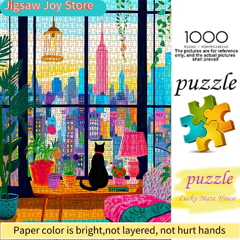 DIYペーパーパズル、ニューヨーク市の夜景、猫、鉢植え、高品 - The Plant Parent のレビューと価格