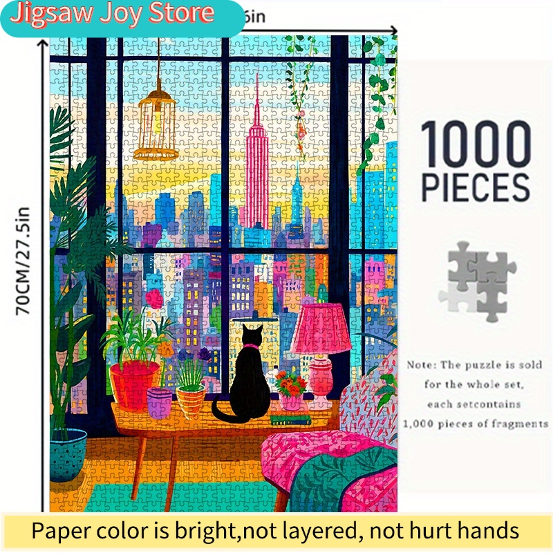 DIYペーパーパズル、ニューヨーク市の夜景、猫、鉢植え、高品 - The Plant Parent のレビューと価格