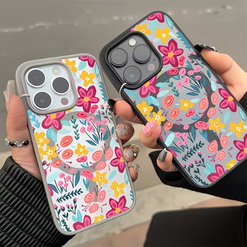 カラフルな花柄の磁気衝撃吸収スマホケース iPhone 17 - Plants X のレビューと価格