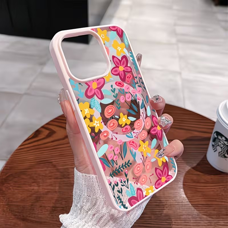 カラフルな花柄の磁気衝撃吸収スマホケース iPhone 17 - Plants X のレビューと価格