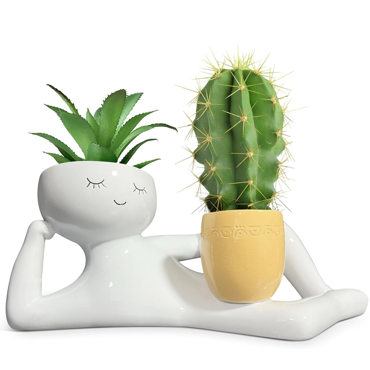 怠惰な小さな男の形をしたプランター、ユニークな植木鉢、面白い - Plant Parents のレビューと価格