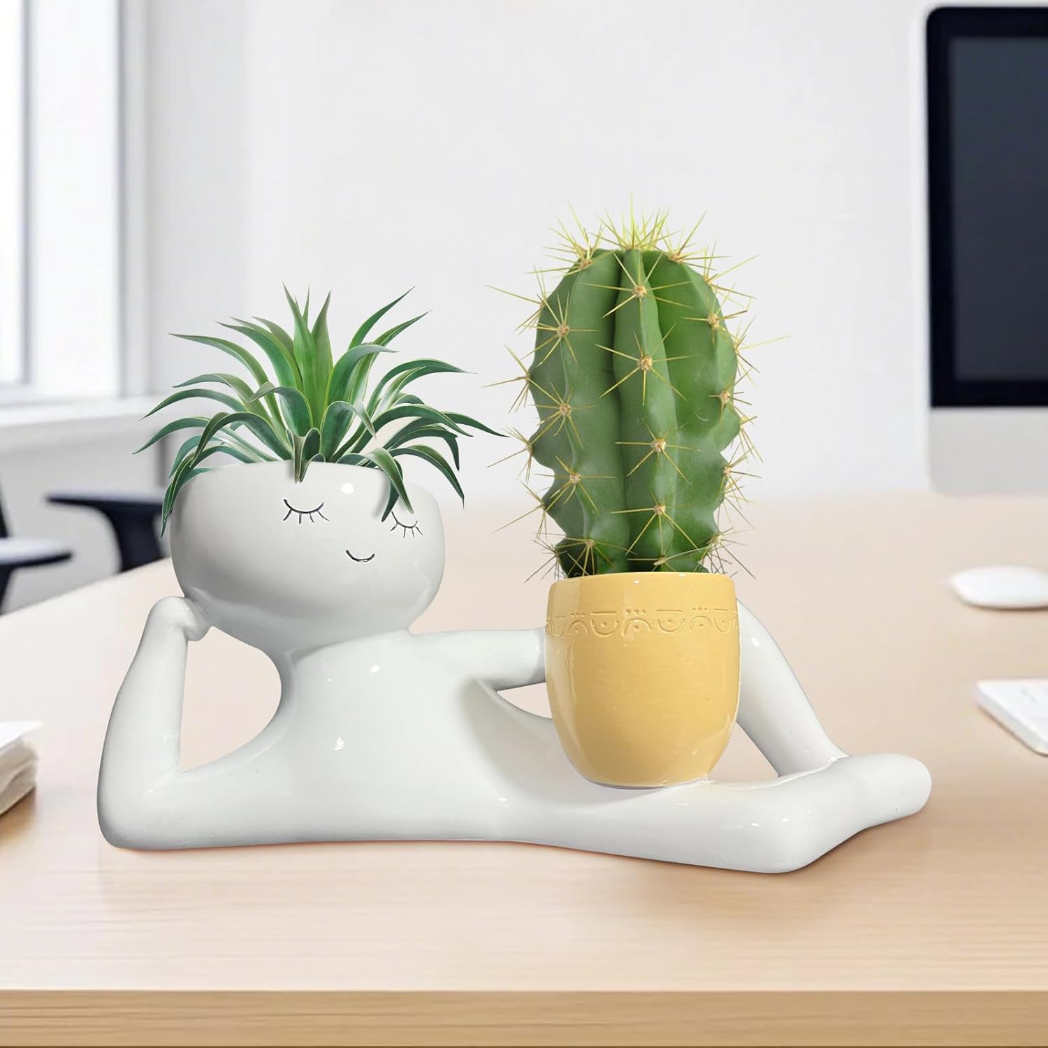 怠惰な小さな男の形をしたプランター、ユニークな植木鉢、面白い - Plant Parents のレビューと価格