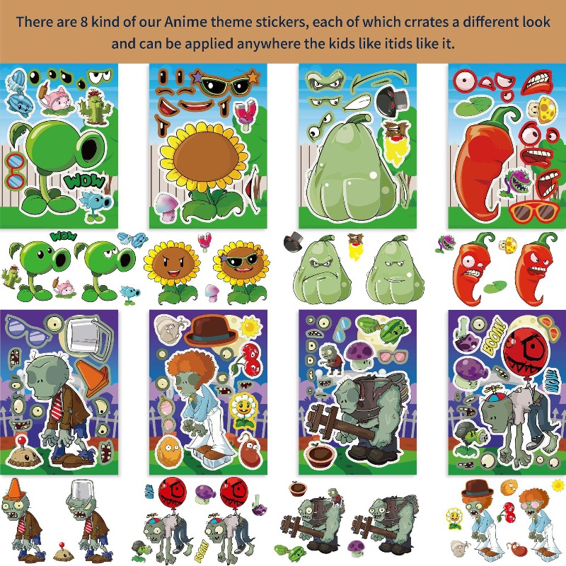 プランツvsゾンビ かわいい漫画アニメパズルステッカー DI - Plant Parent Vs Planta のレビューと価格