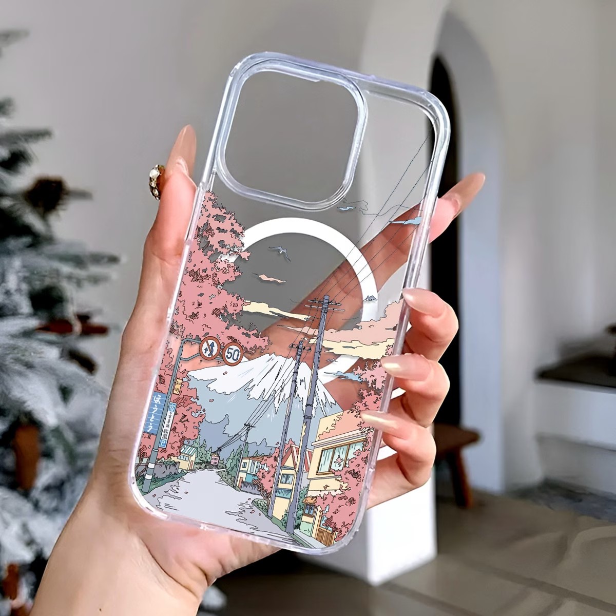 富士桜柄スマホケース iPhone 18 17 16 15  - Plants X のレビューと価格
