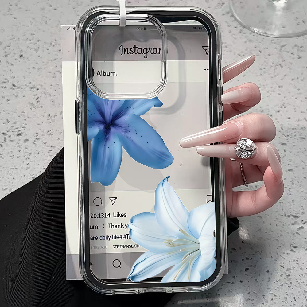 青いユリの花柄クリアスマホケース iPhone 17 13  - Plants X のレビューと価格