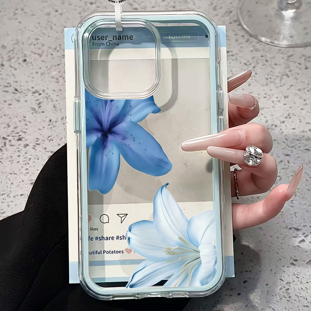 青いユリの花柄クリアスマホケース iPhone 17 13  - Plants X のレビューと価格