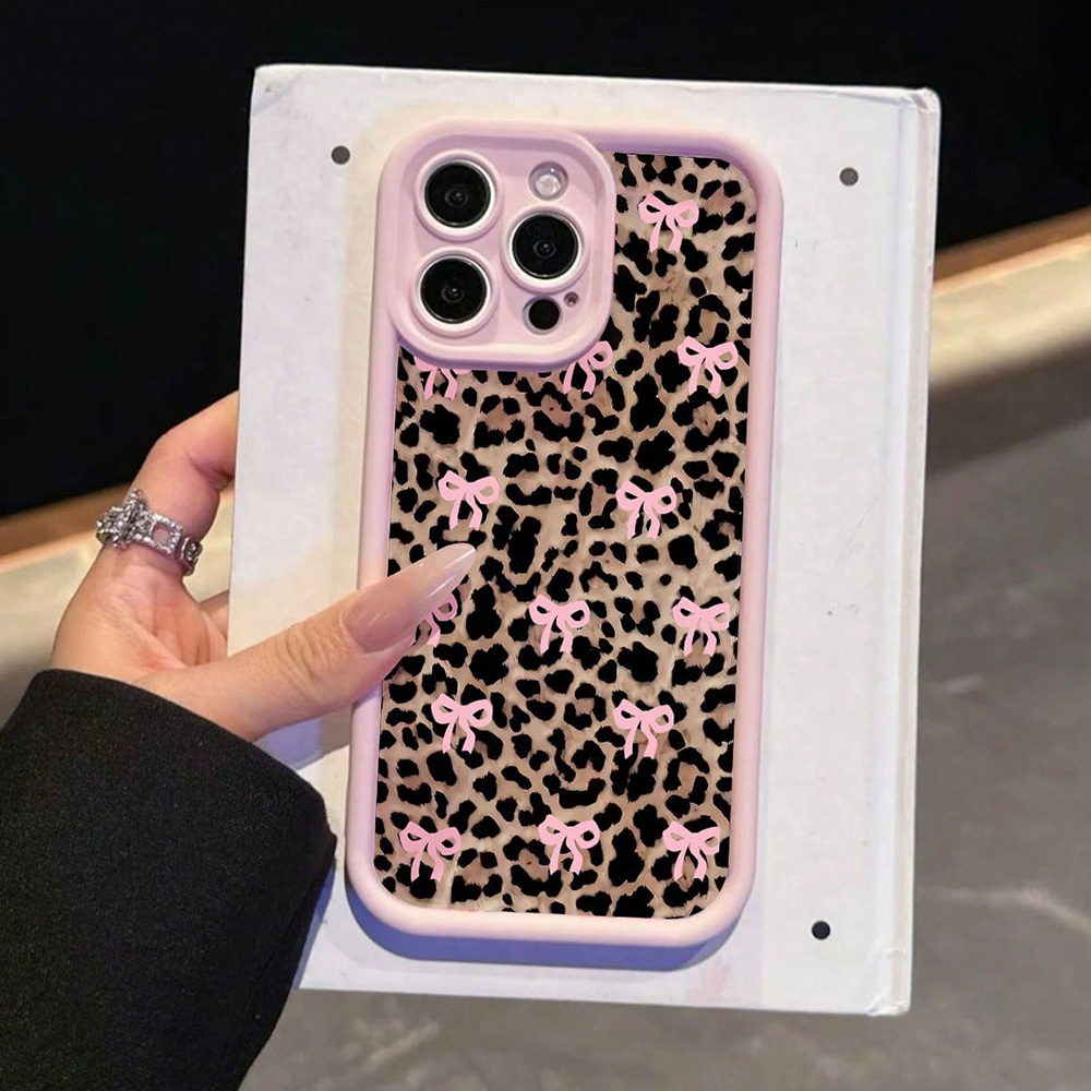 ピンクのリボン、ユリの花、ヒョウ柄のスマホケース iPhon - Plants X のレビューと価格