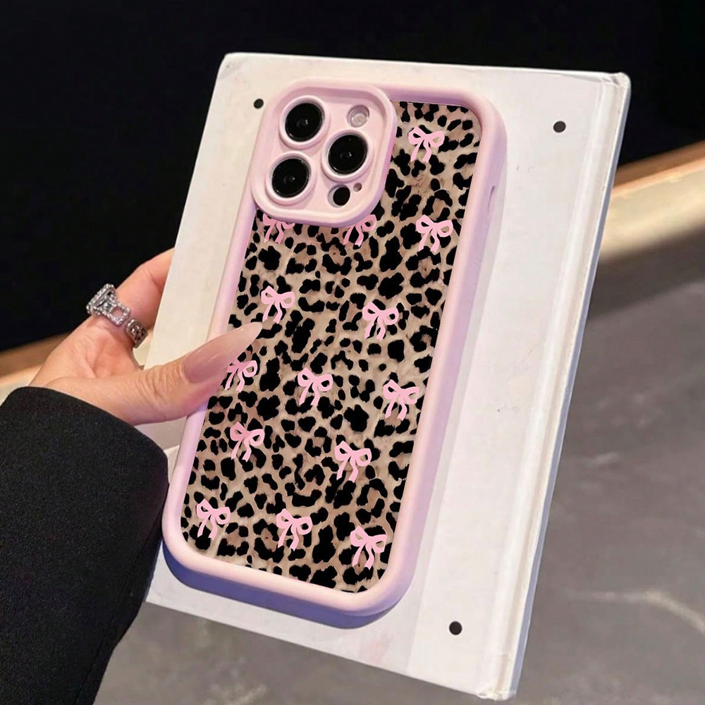 ピンクのリボン、ユリの花、ヒョウ柄のスマホケース iPhon - Plants X のレビューと価格