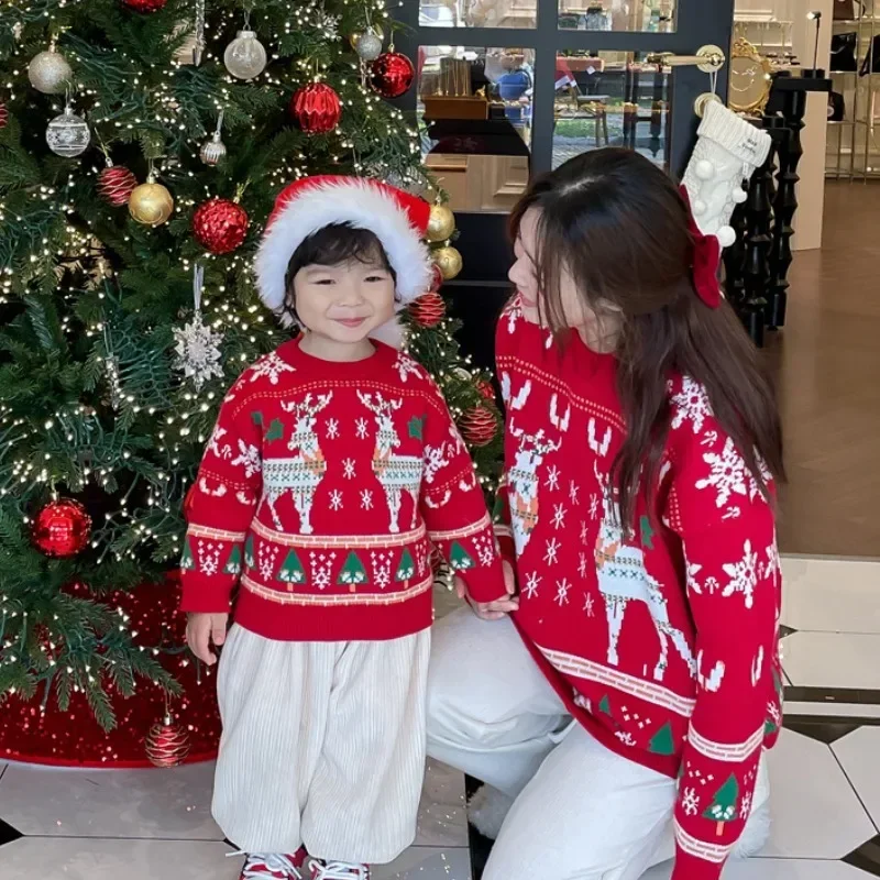 家族お揃いクリスマストナカイツリーセーター親子赤ニットジャン - The Plant Parent のレビューと価格