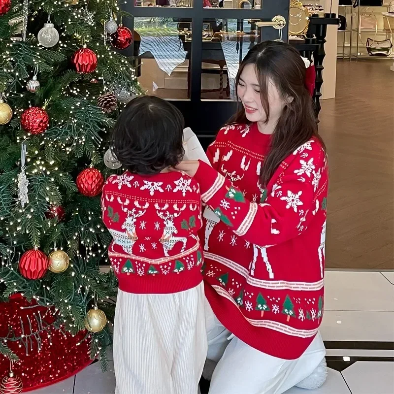 家族お揃いクリスマストナカイツリーセーター親子赤ニットジャン - The Plant Parent のレビューと価格