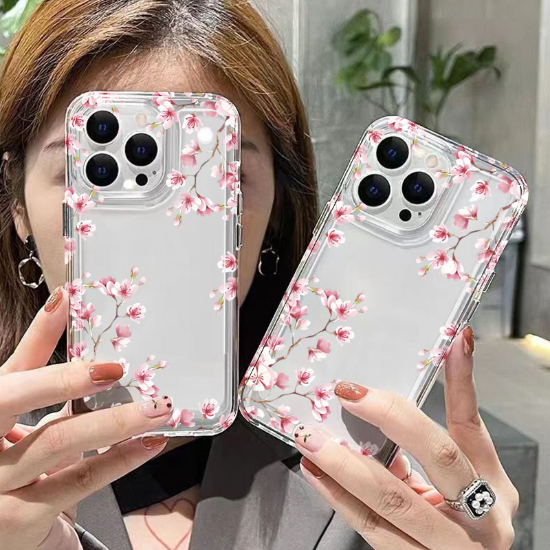 ピンクの花柄デザイン透明スマホケース iPhone 17 P - Plants X のレビューと価格