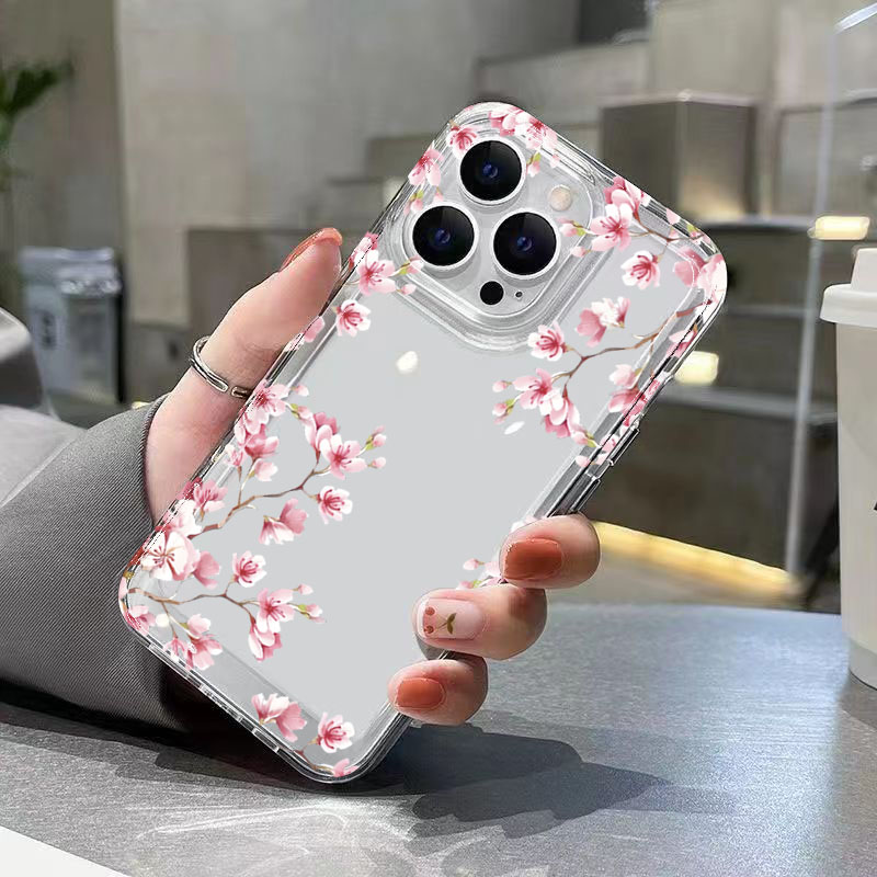 ピンクの花柄デザイン透明スマホケース iPhone 17 P - Plants X のレビューと価格