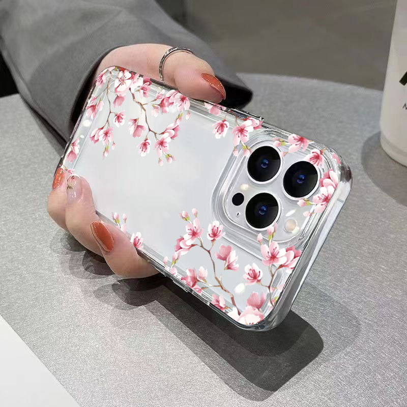ピンクの花柄デザイン透明スマホケース iPhone 17 P - Plants X のレビューと価格